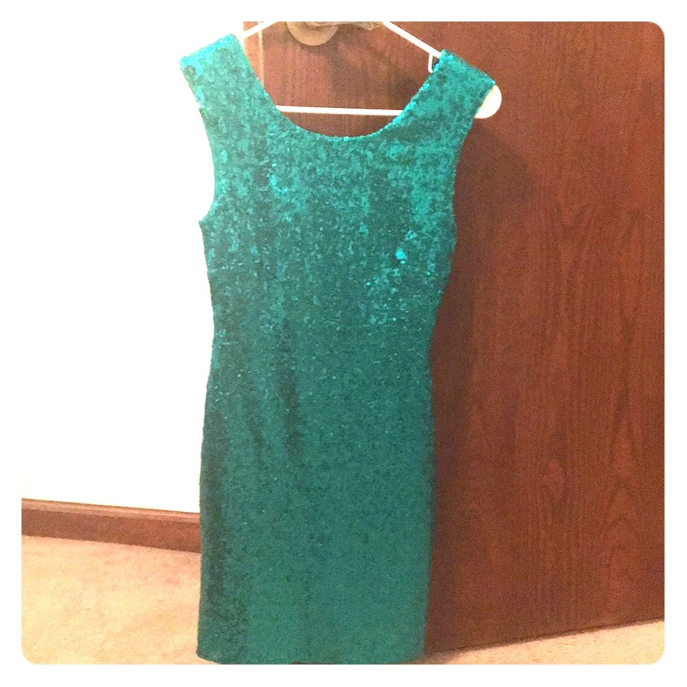 Green sequin cocktail dress
